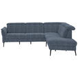 ECKSOFA in Struktur Blau 275/235 cm - Blau/Schwarz, MODERN, Textil/Metall (275/235cm) - Cantus