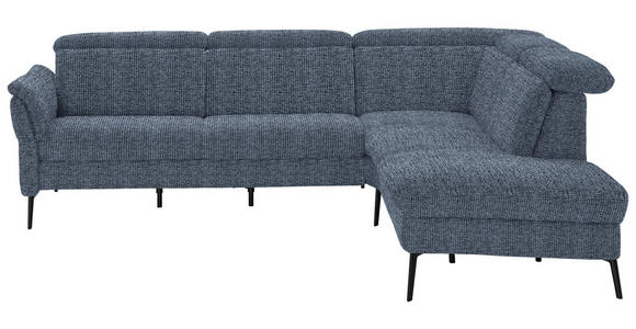 ECKSOFA in Struktur Blau 275/235 cm - Blau/Schwarz, MODERN, Textil/Metall (275/235cm) - Cantus