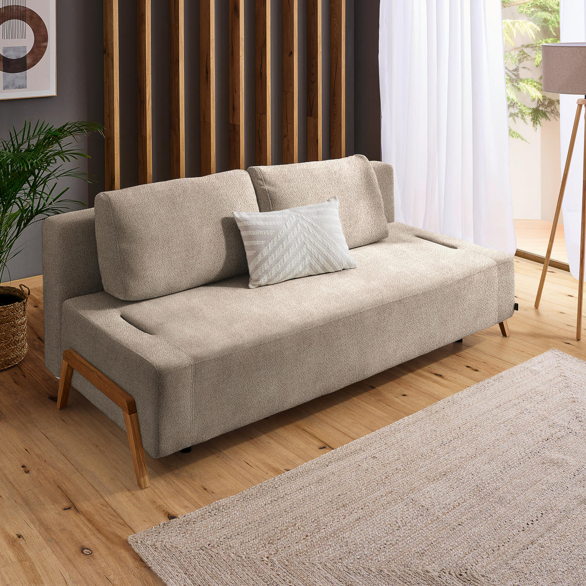 SCHLAFSOFA in Holz, Textil Beige  - Beige/Naturfarben, Design, Holz/Textil (211/88/102cm) - Niels Andersson