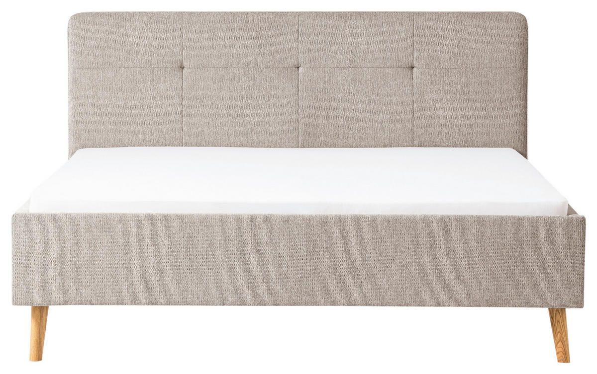 POLSTERBETT 180/200 cm  in Taupe  - Taupe/Eichefarben, Basics, Holz/Textil (180/200cm) - Xora