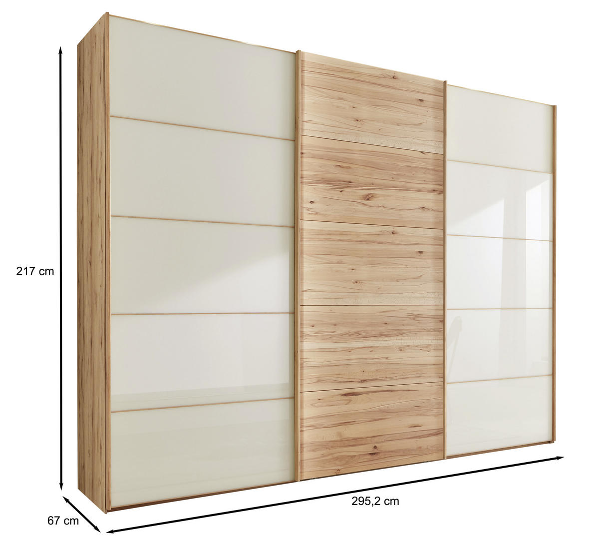 FÜGGESZTETT TOLÓAJTÓS SZEKRÉN részben tömörfa bükk bükk, Pezsgő  - Pezsgő/bükk, Natur, faalapú anyag/Üveg (300/217/67cm) - Linea Natura