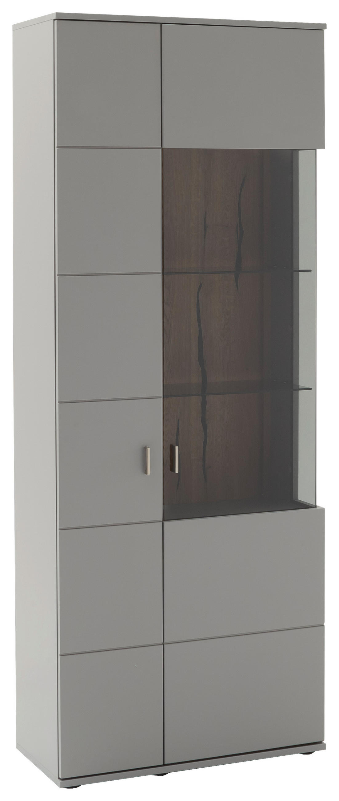 VITRIN furnérozott szürke, tölgyfa  - fekete/tölgyfa, Design, műanyag/faalapú anyag (80/207/38cm) - MID.YOU