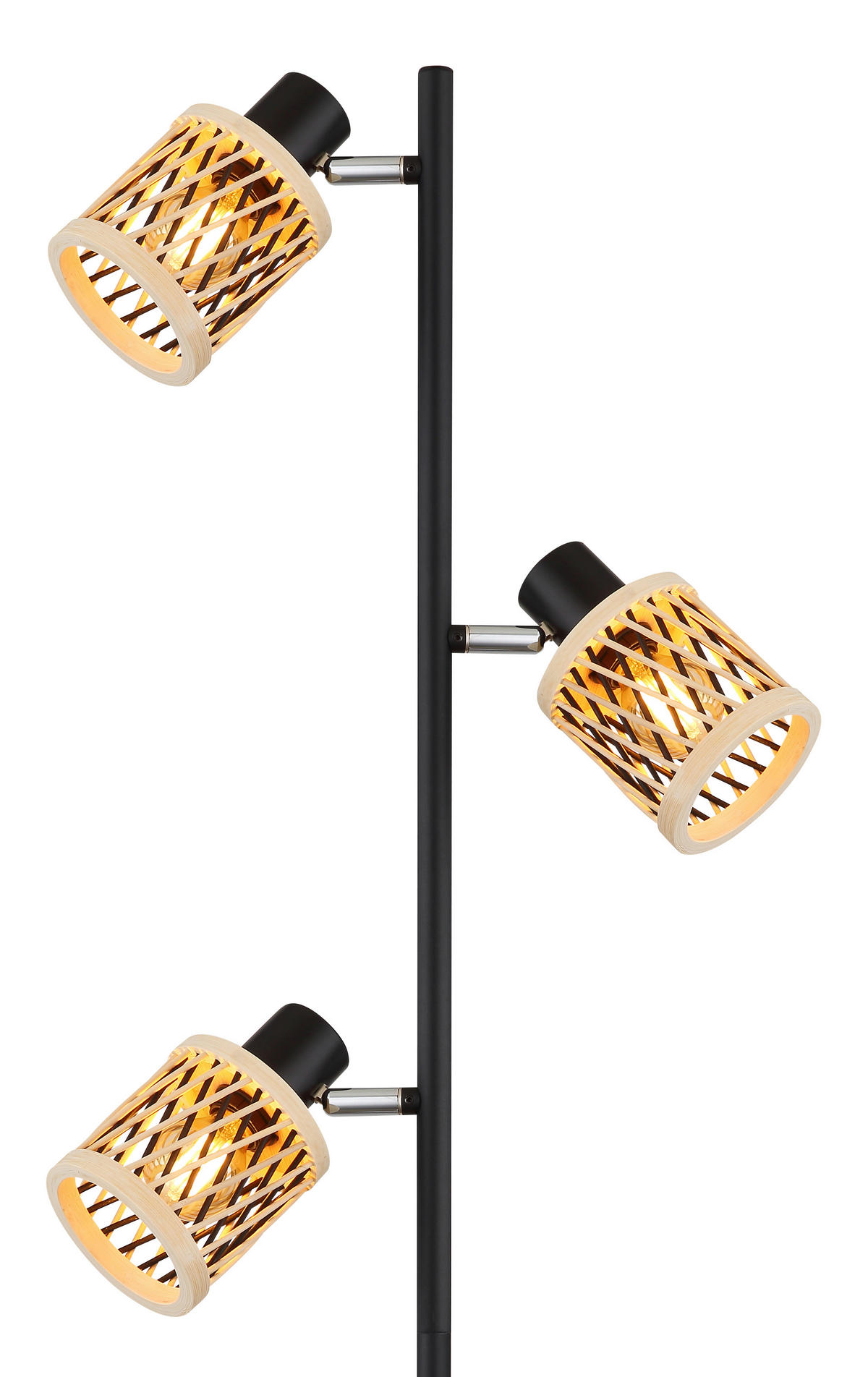STOJACÍ LAMPA, 23/154 cm  - černá/přírodní barvy, Konvenční, kov/plast (23/154cm)