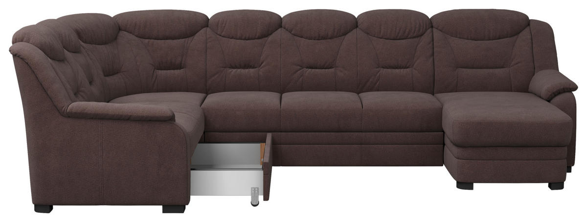 WOHNLANDSCHAFT  in Chenille Braun  - Schwarz/Braun, Basics, Kunststoff/Textil (211/330/162cm) - MID.YOU