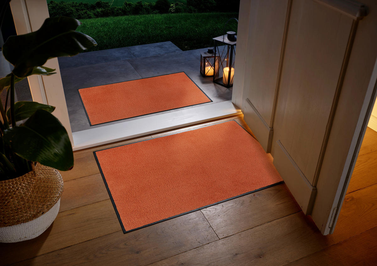 FUSSMATTE  60/90 cm  Rot  Uni  - Rot, KONVENTIONELL, Kunststoff/Textil (60/90cm) - wash+dry