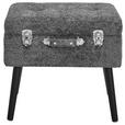 HOCKER Chenille Kiefer Grau  - Schwarz/Grau, Trend, Holz/Textil (50/46/35cm) - Xora
