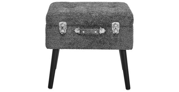 HOCKER Chenille Kiefer Grau - Schwarz/Grau, Trend, Holz/Textil (50/46/35cm) - Xora
