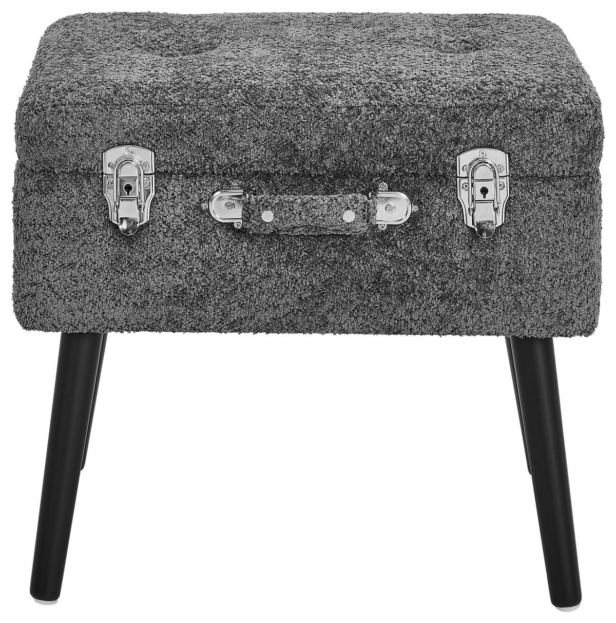 HOCKER Chenille Kiefer Grau  - Schwarz/Grau, Trend, Holz/Textil (50/46/35cm) - Xora