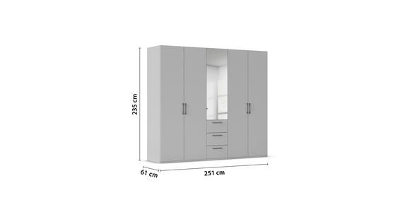 DREHTÜRENSCHRANK 251/235/61 cm,  in Graphitfarben, 5-türig  - Chromfarben/Edelstahlfarben, Basics, Glas/Holzwerkstoff (251/235/61cm) - Novel