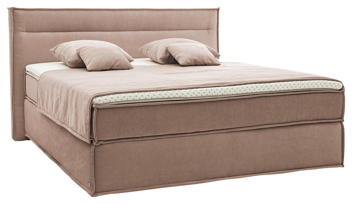 BOXSPRINGBETT 180/200 cm  in Hellbraun  - Hellbraun/Schwarz, Design, Textil (180/200cm) - Musterring