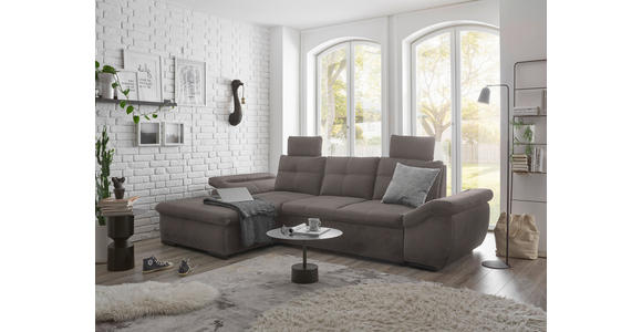 ECKSOFA  in Mikrovelours Graubraun  - Graubraun/Schwarz, KONVENTIONELL, Kunststoff/Textil (170/275cm) - Carryhome