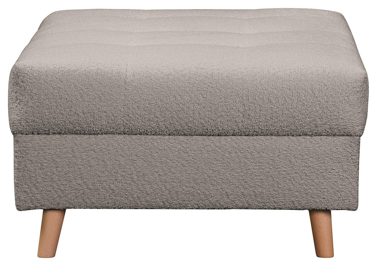 ECKSOFA inkl. Hocker Ariella in Bouclé Grau  231/161 cm  - Naturfarben/Grau, Design, Holz/Textil (231/161cm) - Livetastic