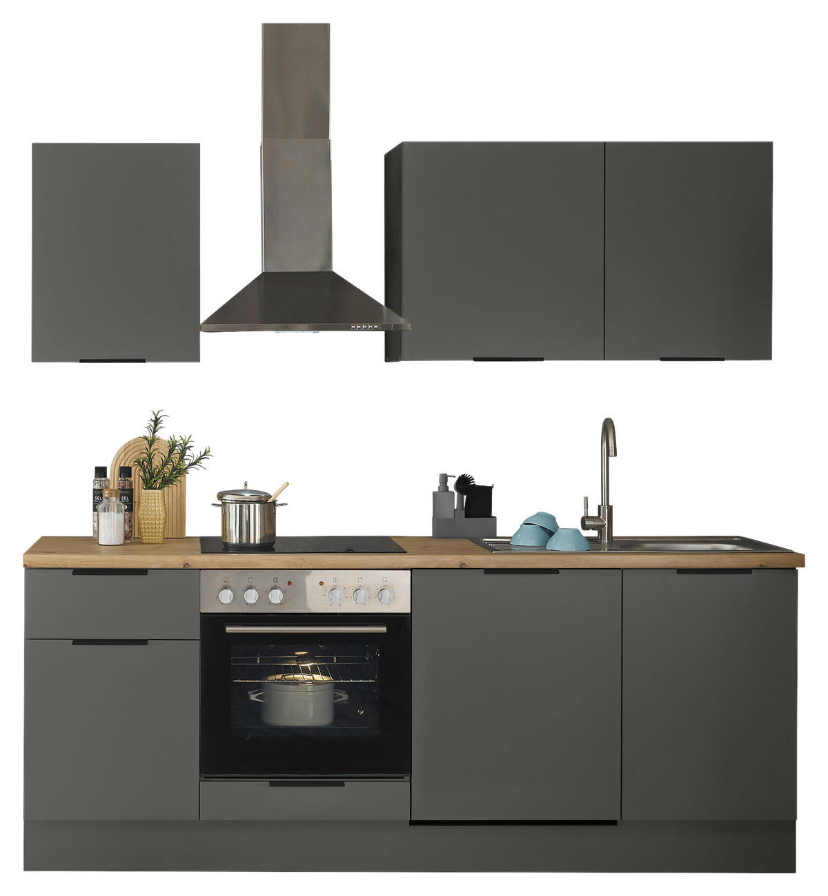 MODULKÖK UTAN VITVAROR   i grafitfärgad  - grafitfärgad/svart, Basics, metall/trämaterial (220/211/60cm) - Xora