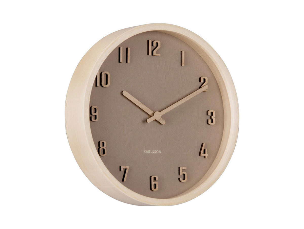 WANDUHR Nervadura Hellbraun  - Hellbraun, Basics, Holzwerkstoff (22cm) - Karlsson