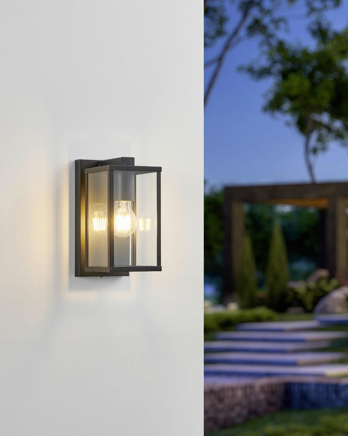 VONKAJŠIE NÁSTENNÉ SVIETIDLO, 16,5/12/27 cm  - číra/čierna, Konventionell, kov/sklo (16,5/12/27cm) - Eglo