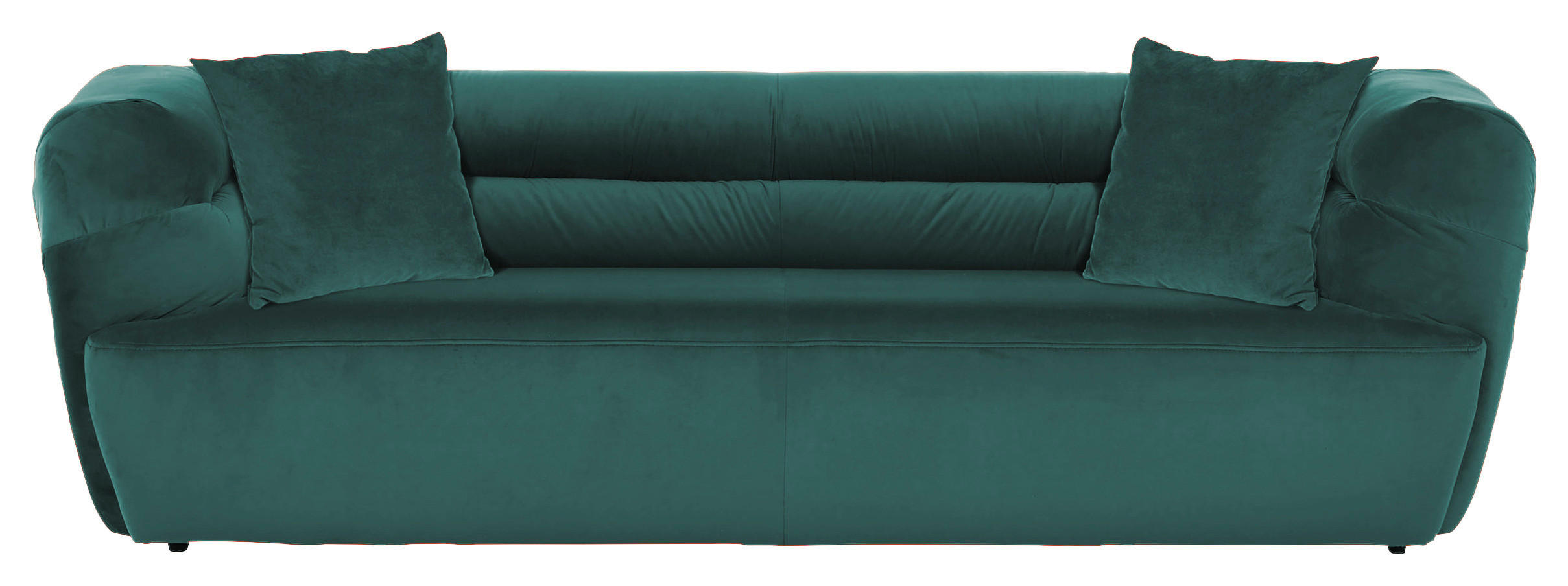 BIGSOFA Samt Dunkelgrün  - Dunkelgrün/Schwarz, KONVENTIONELL, Kunststoff/Textil (240/73/100cm) - Carryhome