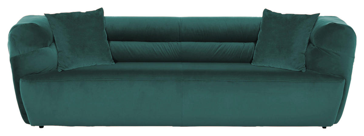 BIGSOFA Samt Dunkelgrün  - Dunkelgrün/Schwarz, KONVENTIONELL, Kunststoff/Textil (240/73/100cm) - Carryhome