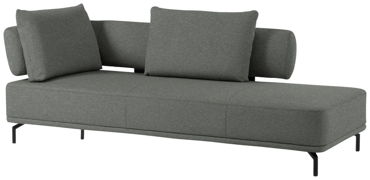 RÉCAMIERE Grau, Grün Flachgewebe  - Schwarz/Grau, Design, Textil/Metall (227/89/101cm) - Dieter Knoll