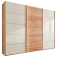 SCHWEBETÜRENSCHRANK 300/236/67 cm 3-türig Buchefarben, Champagner  - Champagner/Buchefarben, Natur, Glas/Holz (300/236/67cm) - Linea Natura
