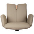 ARMLEHNSTUHL  Sitzfläche 360° drehbar, automatische Rückholfunktion Bouclé Echtleder  - Beige/Schwarz, Design, Leder/Holz (62/87/63cm) - Valnatura