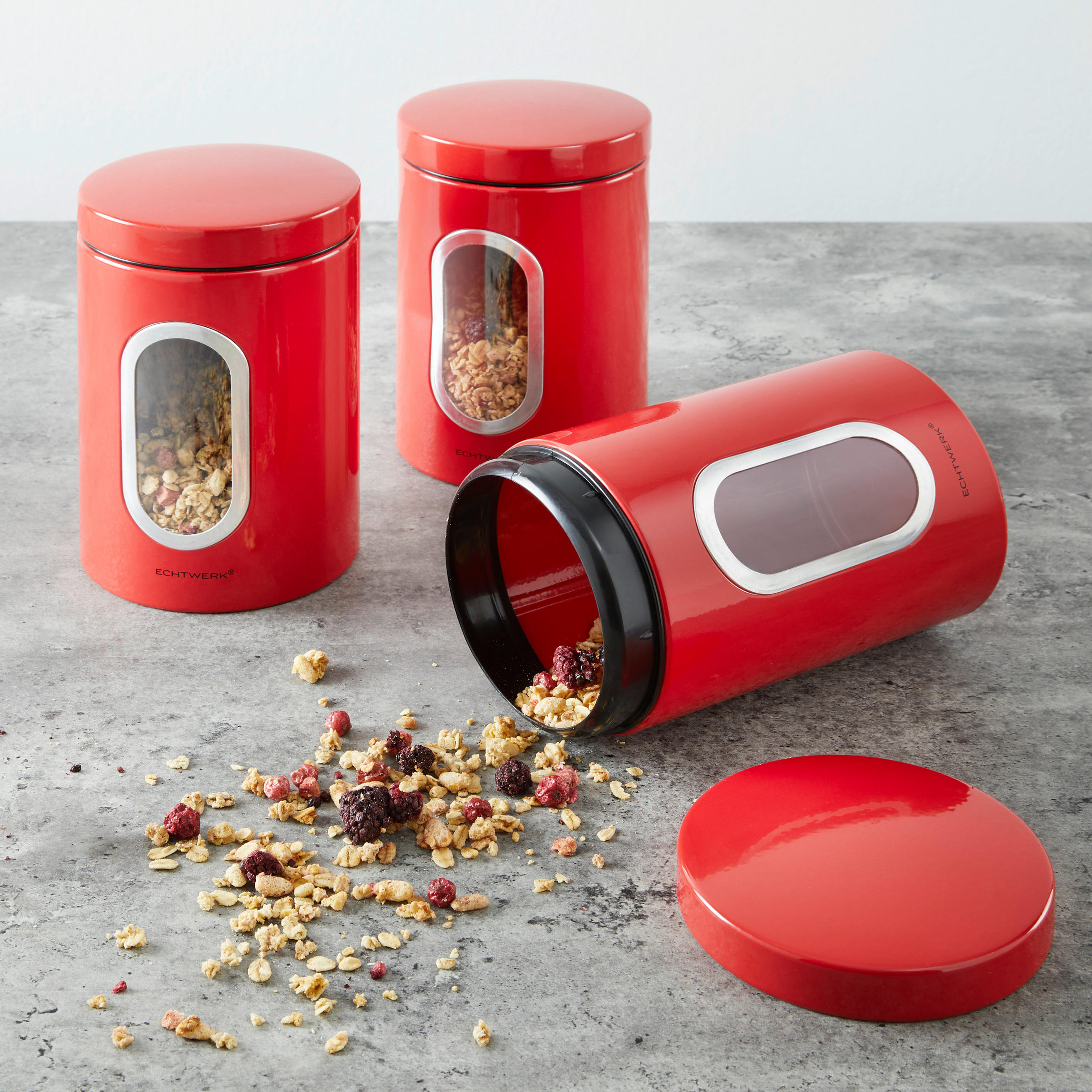 VORRATSDOSENSET 3-teilig  - Rot, MODERN, Metall (11/17,5cm) - Echtwerk