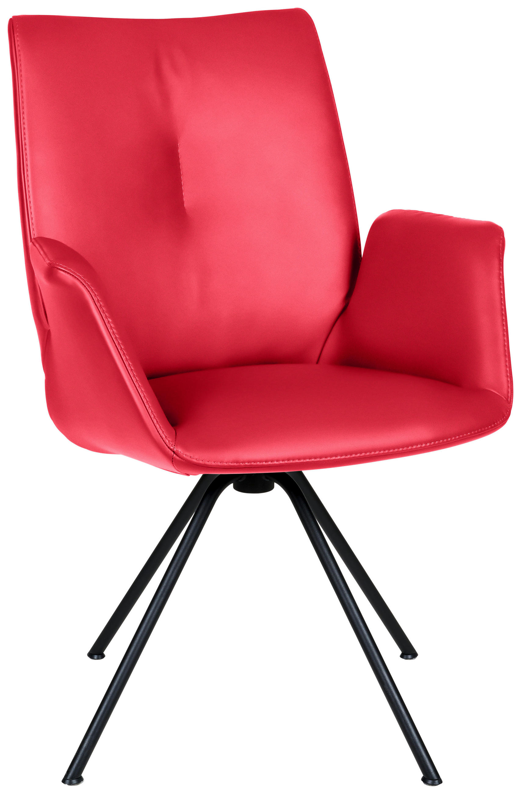 ARMLEHNSTUHL  in Stahl Echtleder pigmentiert  - Rot/Schwarz, Design, Leder/Metall (65/91/63cm) - Dieter Knoll