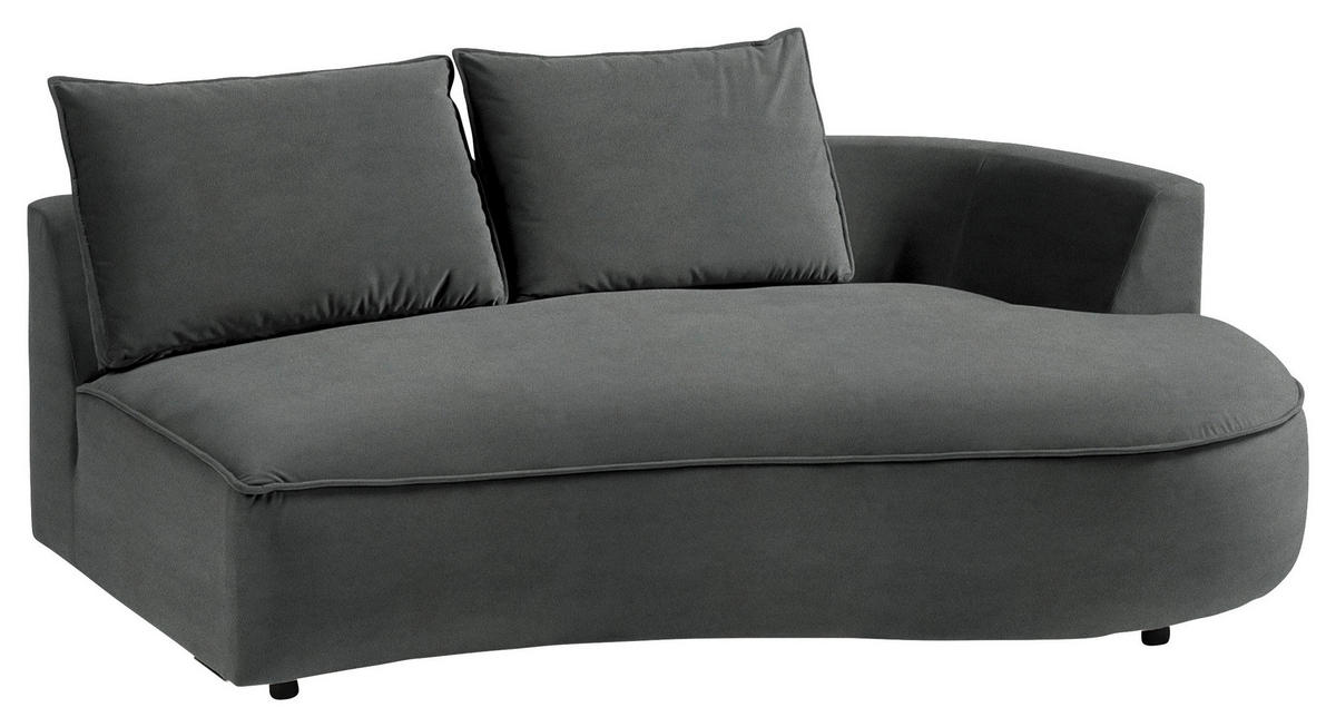 BIGSOFA in Samt Dunkelgrau  - Dunkelgrau/Schwarz, Design, Kunststoff/Textil (154/82/322cm) - home24