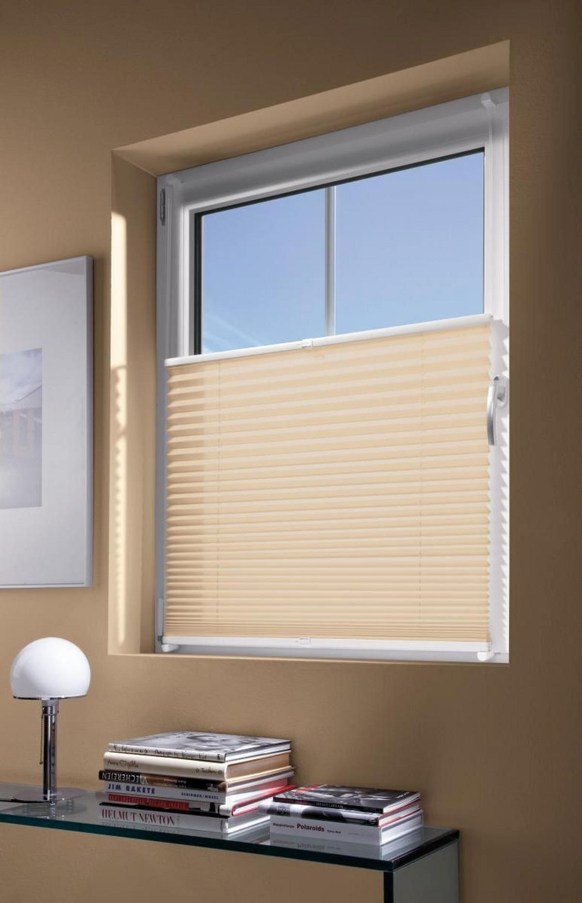 PLISSEE  halbtransparent   100/130 cm   - Sandfarben, Basics, Textil (100/130cm)