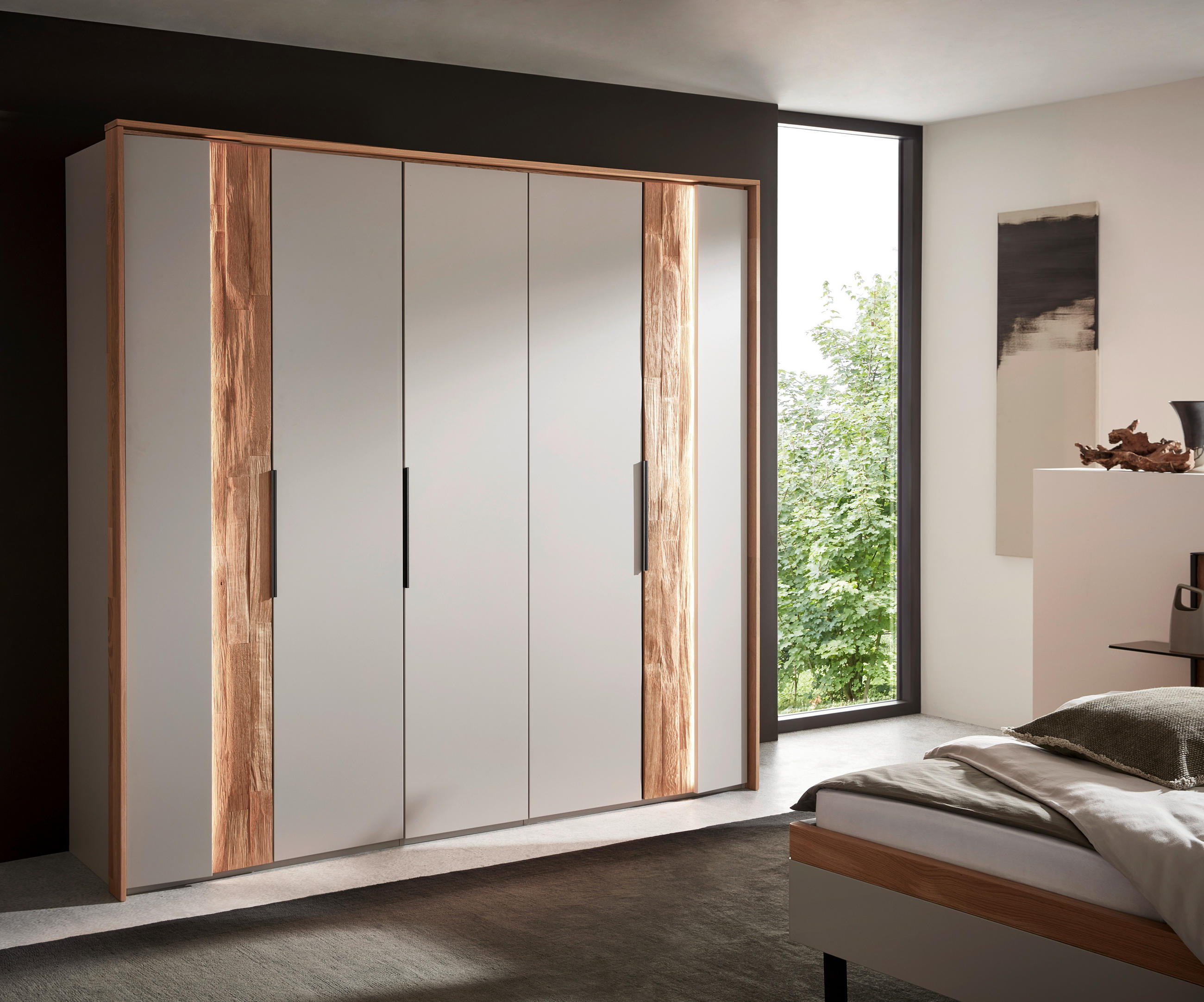 DREHTÜRENSCHRANK 251,9/223,3/62 cm 5-türig Hellgrau, Wildeiche  - Wildeiche/Hellgrau, Design, Holz/Holzwerkstoff (251,9/223,3/62cm) - Dieter Knoll