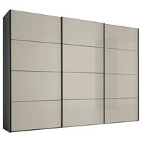 SCHWEBETÜRENSCHRANK 298/240/68 cm 3-türig Anthrazit, Sandfarben  - Sandfarben/Anthrazit, Design, Glas/Holzwerkstoff (298/240/68cm) - Moderano