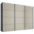 SCHWEBETÜRENSCHRANK 298/222/68 cm 3-türig Anthrazit, Sandfarben  - Sandfarben/Anthrazit, Design, Glas/Holzwerkstoff (298/222/68cm) - Moderano