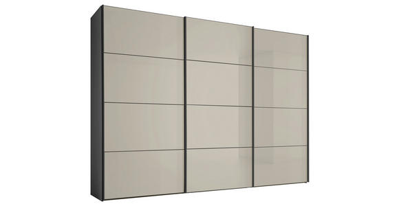 SCHWEBETÜRENSCHRANK 298/222/68 cm 3-türig Anthrazit, Sandfarben  - Sandfarben/Anthrazit, Design, Glas/Holzwerkstoff (298/222/68cm) - Moderano