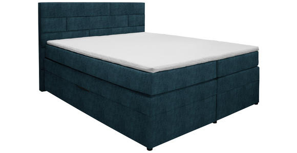 BOXSPRINGBETT 160/200 cm in Dunkelblau - Wengefarben/Dunkelblau, KONVENTIONELL, Holz/Textil (160/200cm) - Carryhome