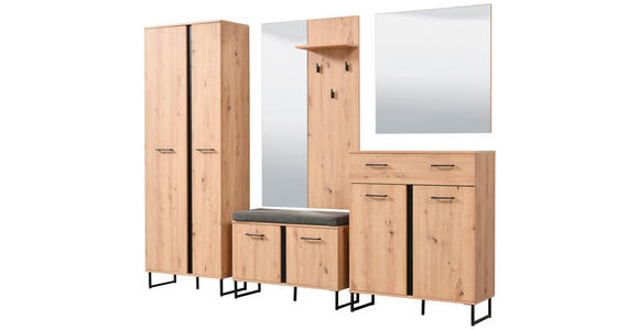 GARDEROBE 5-teilig  in 260/194,5/35 cm  - Schwarz/Eiche Artisan, Basics, Holzwerkstoff (260/194,5/35cm) - Carryhome