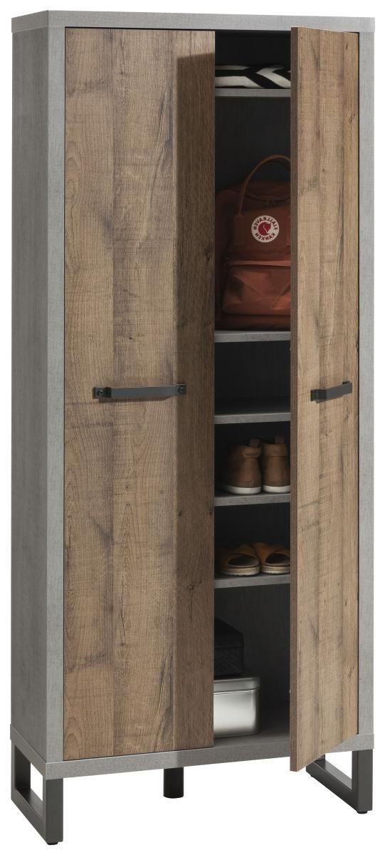 ORMAR ZA PREDSOBLJE  siva, boja hrasta, tamnosiva  - tamnosiva/siva, Moderno, metal/pločasti materijal (80/190/35cm) - Carryhome