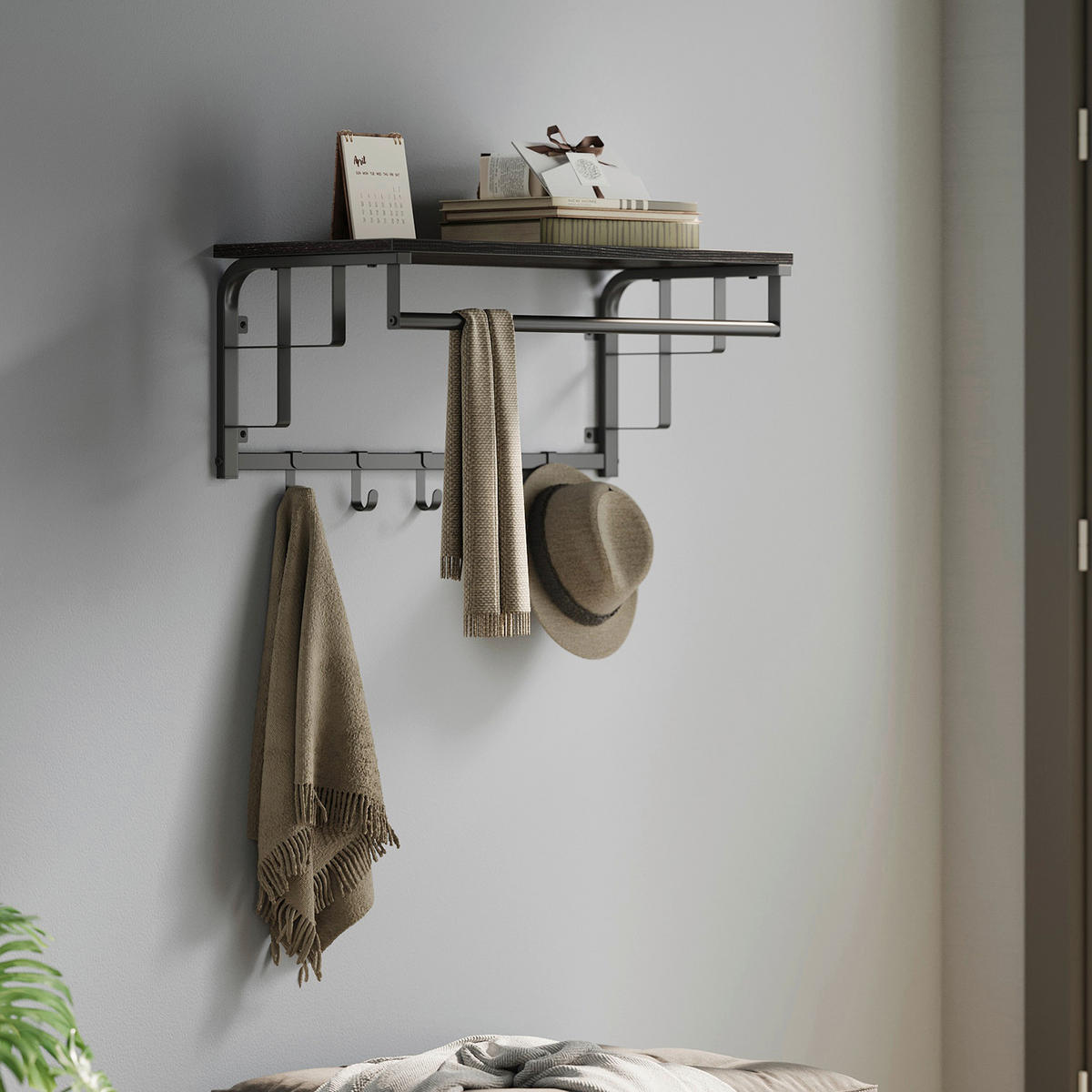 WANDGARDEROBE - Dunkelbraun/Schwarz, MODERN, Holzwerkstoff/Metall (66/27/30cm) - MID.YOU