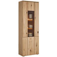 VITRINE in massiv, furniert Eiche Eichefarben - Eichefarben/Schwarz, Natur, Glas/Holz (70/204/37cm) - Hom`in