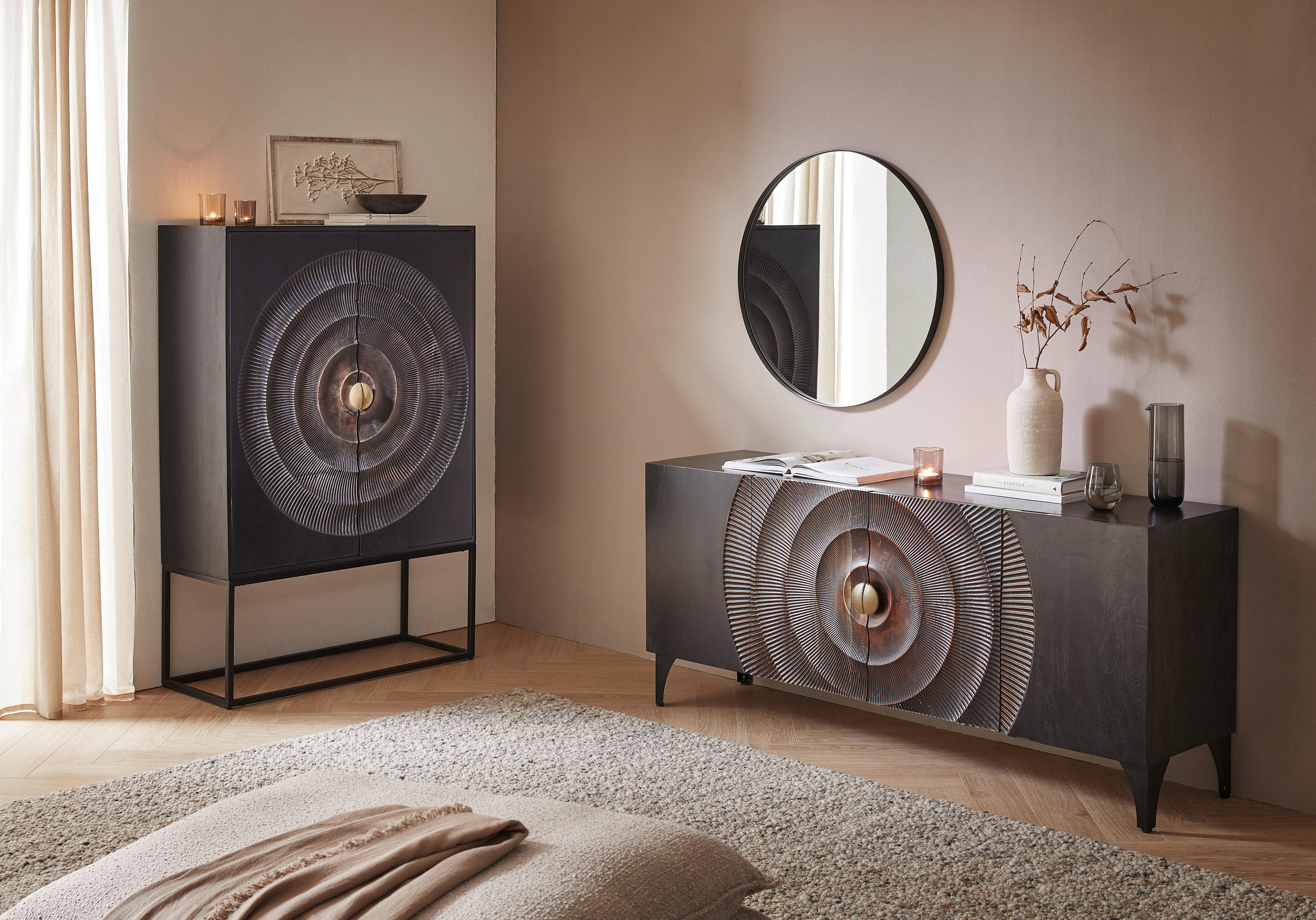 SIDEBOARD  in 177/78/47 cm  - Goldfarben/Schwarz, Design, Holz/Metall (177/78/47cm) - Landscape