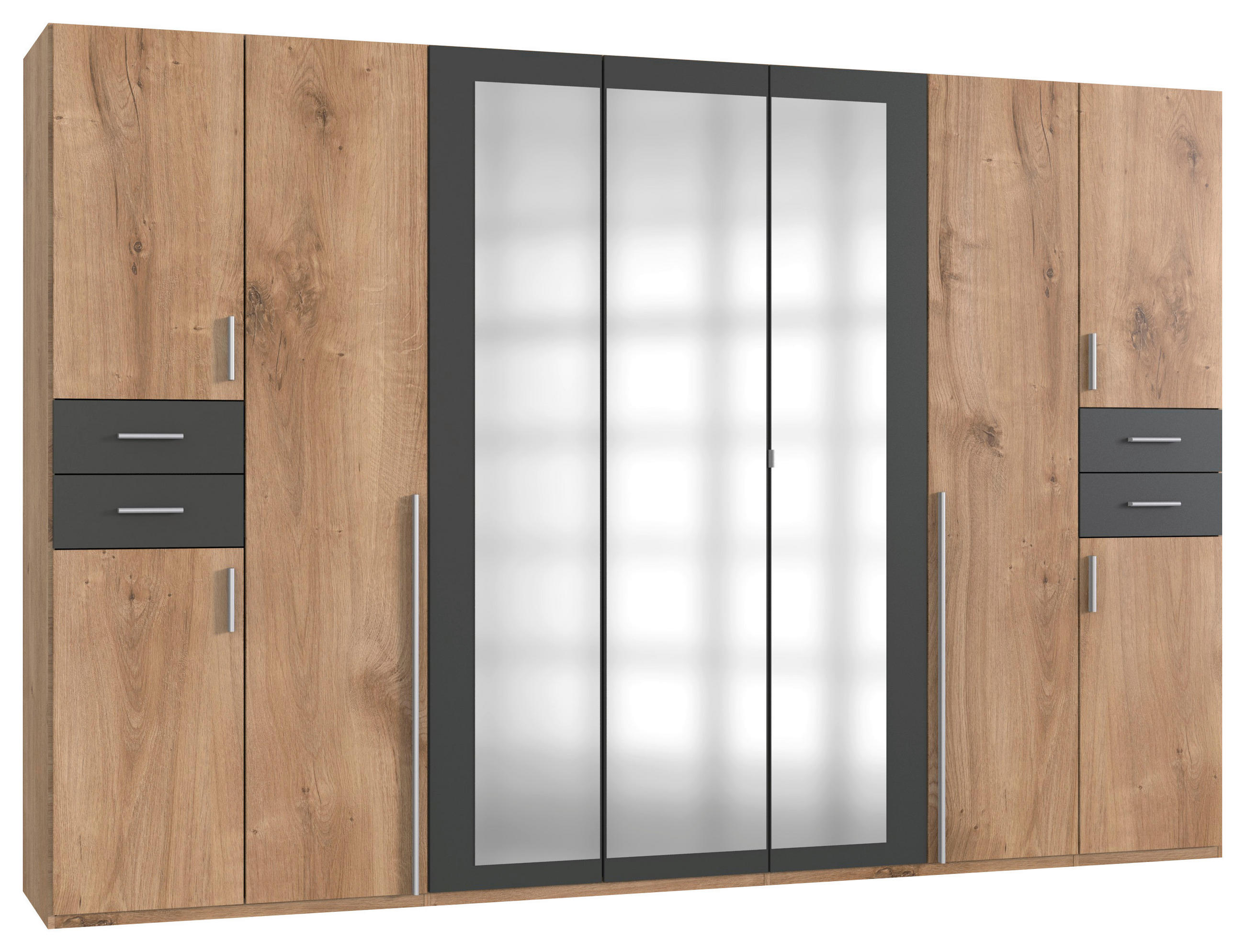 Drehtürenschrank Mit Spiegel + Laden B: 313 Cm Vegas