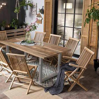 GARTENKLAPPSTUHL-SET in Holz Naturfarben  - Naturfarben, Design, Holz (47/89/57cm) - Gardenson