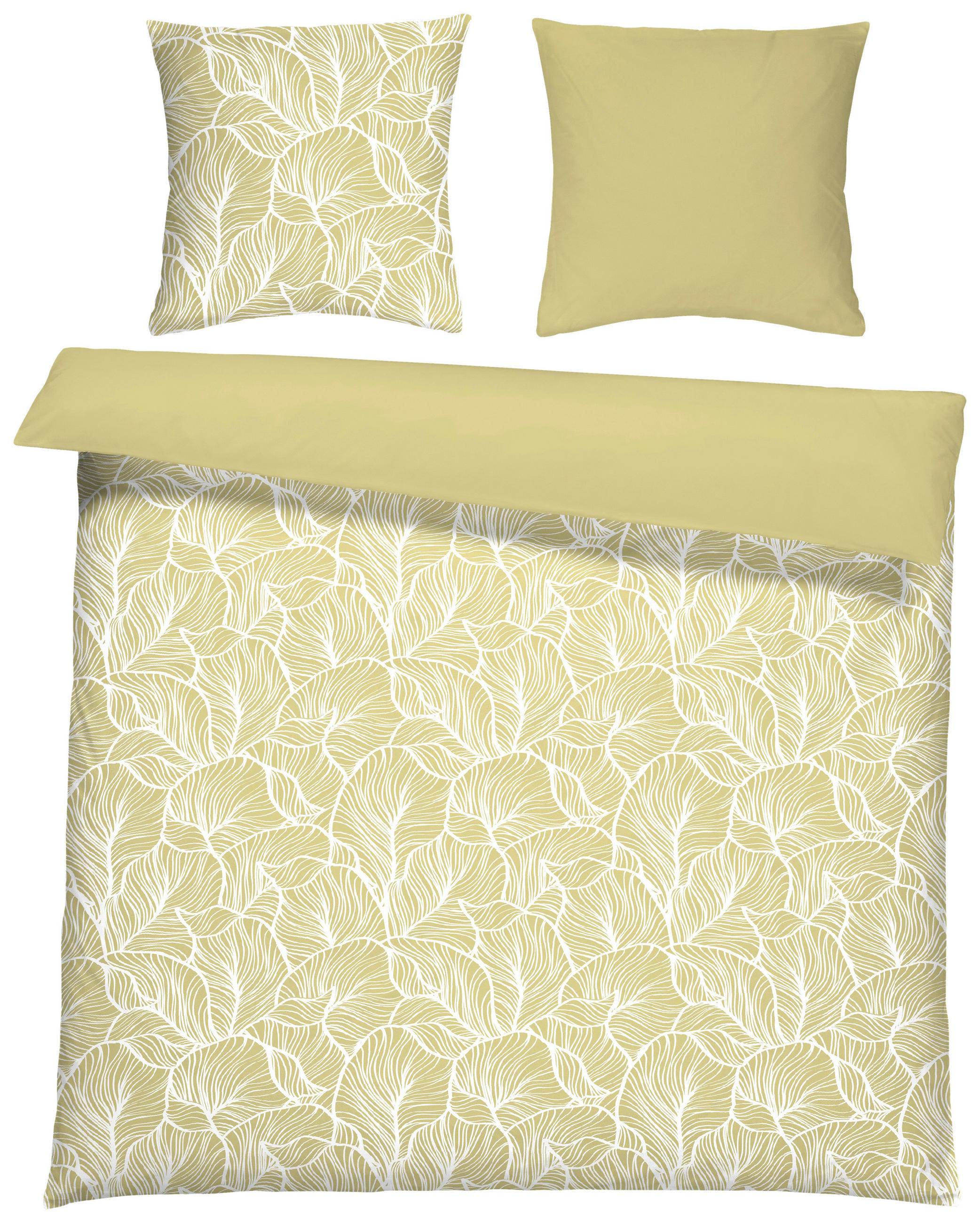 BETTWÄSCHESET Satin 200/210 cm  100 cm/65 cm  - Gelb, Basics, Textil (200/210cm) - Ambiente