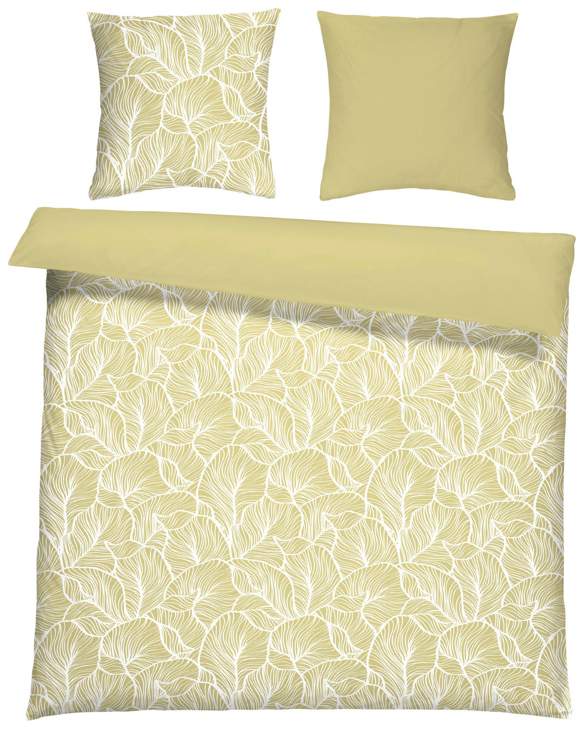 BETTWÄSCHESET Satin 200/210 cm  100 cm/65 cm  - Gelb, Basics, Textil (200/210cm) - Ambiente