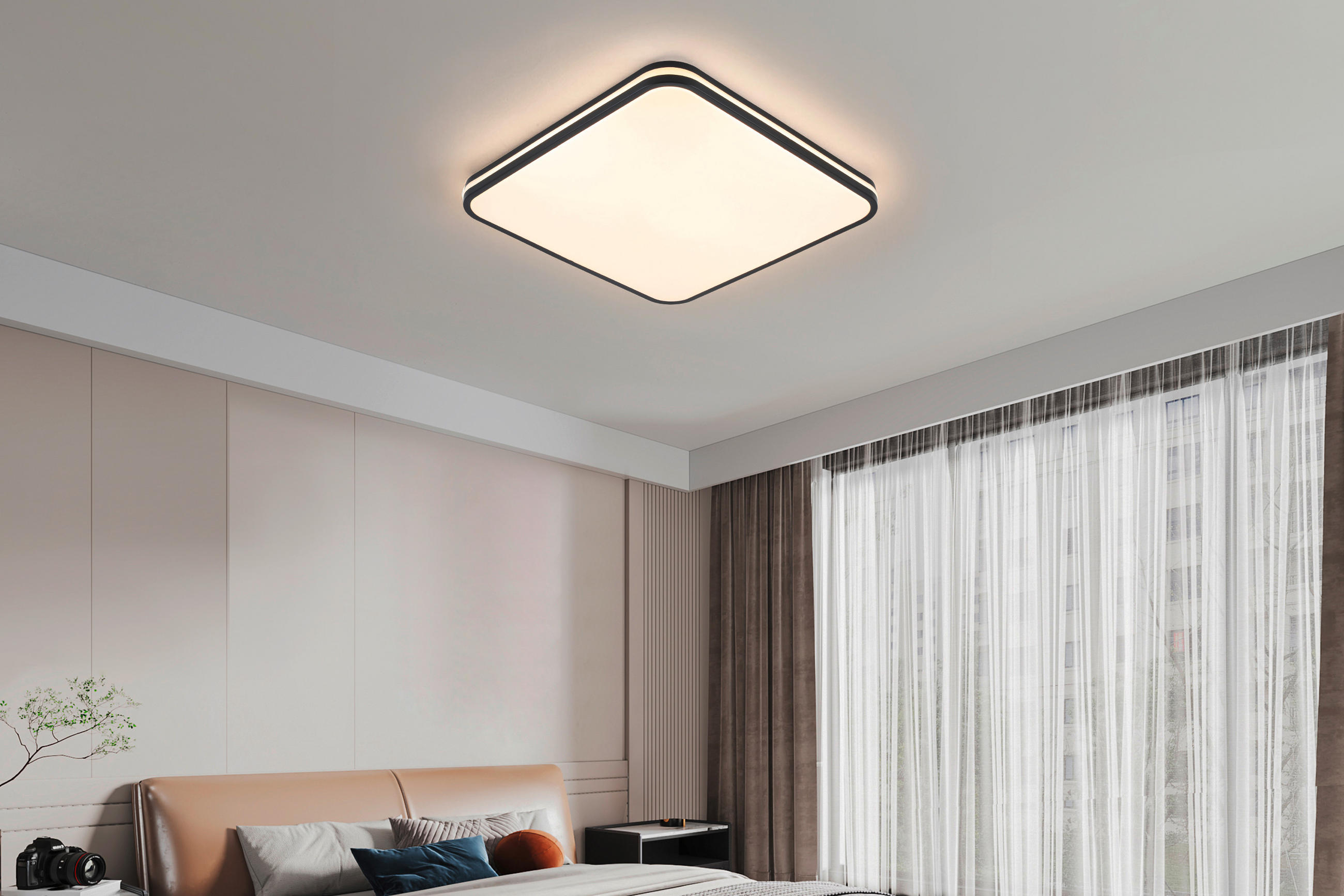 LED-DECKENLEUCHTE 43/43/5,5 cm   - Schwarz/Weiß, Basics, Kunststoff/Metall (43/43/5,5cm) - Novel