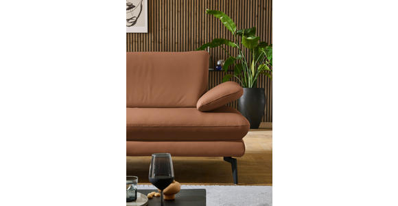 ECKSOFA in Echtleder Hellbraun 195/308 cm - Hellbraun/Schwarz, Design, Leder/Metall (195/308cm) - Dieter Knoll