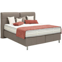 BOXSPRINGBETT 180/200 cm  in Hellbraun  - Hellbraun/Alufarben, KONVENTIONELL, Textil/Metall (180/200cm) - Dieter Knoll