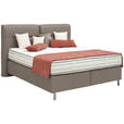 BOXSPRINGBETT 140/200 cm  in Hellbraun  - Hellbraun/Alufarben, KONVENTIONELL, Textil/Metall (140/200cm) - Dieter Knoll