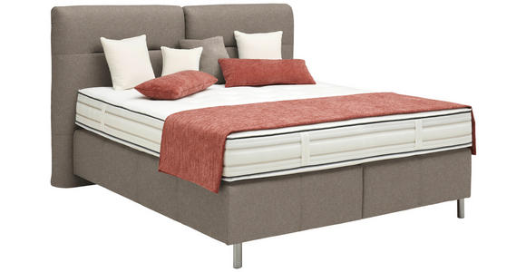 BOXSPRINGBETT 140/200 cm  in Hellbraun  - Hellbraun/Alufarben, KONVENTIONELL, Textil/Metall (140/200cm) - Dieter Knoll