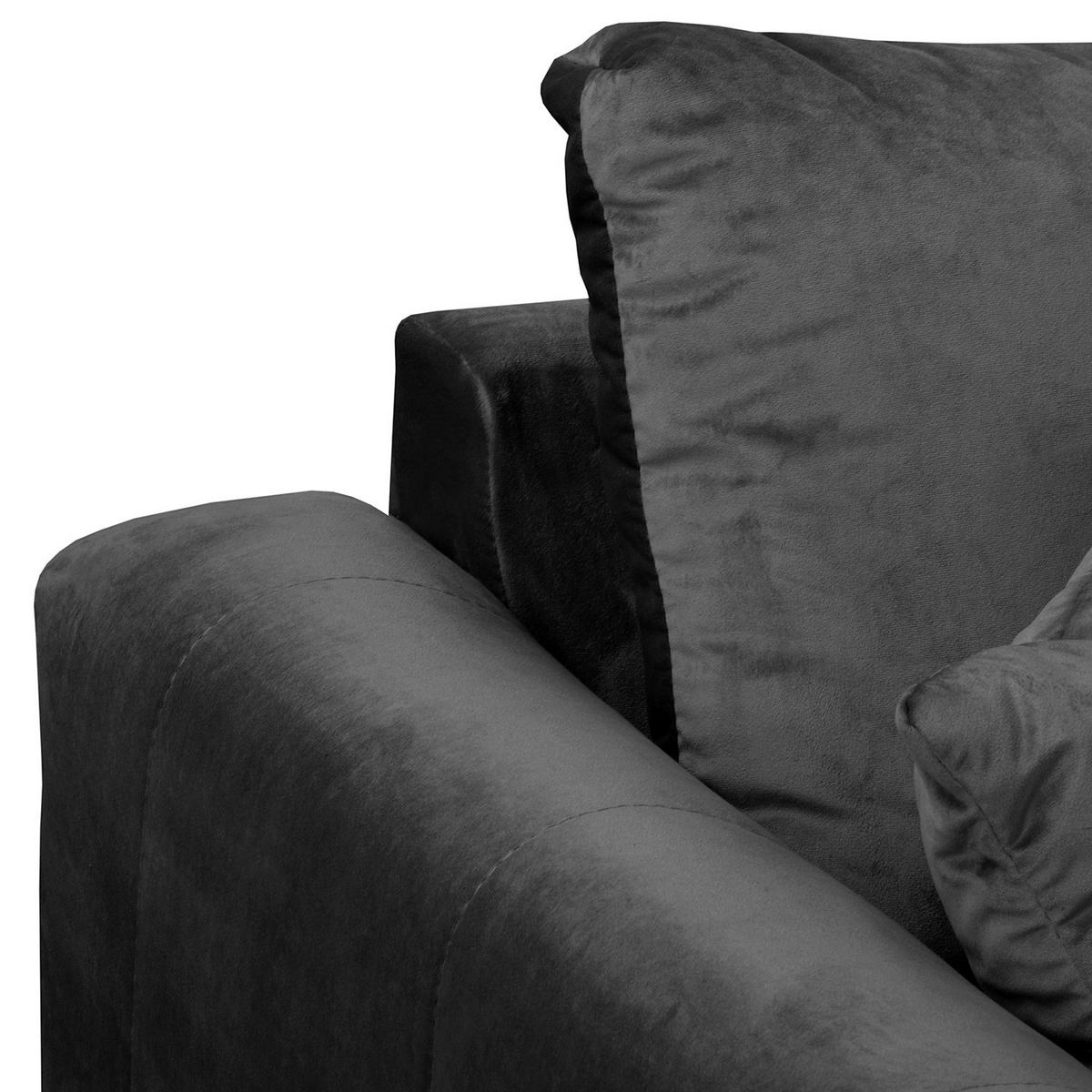 ECKSOFA Ariella Schwarz Samt Rückenkissen  - Schwarz/Naturfarben, Design, Holz/Textil (231/161cm) - Livetastic