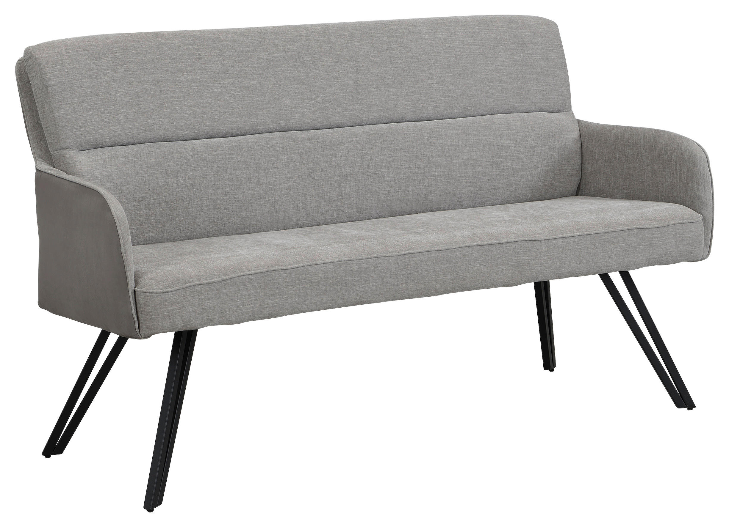 SITZBANK 140/94/67 cm Webstoff Schwarz, Hellgrau  - Hellgrau/Schwarz, MODERN, Textil/Metall (140/94/67cm) - MID.YOU