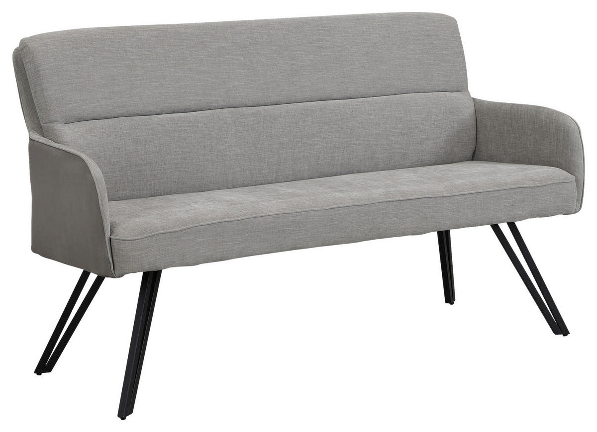 SITZBANK in Metall, Textil Schwarz, Hellgrau  - Hellgrau/Schwarz, MODERN, Textil/Metall (140/94/67cm) - MID.YOU